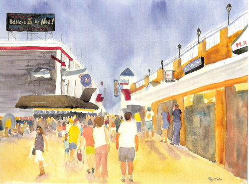 Boardwalk - Watercolor Painting by Ocean City Artist Rina Thaler