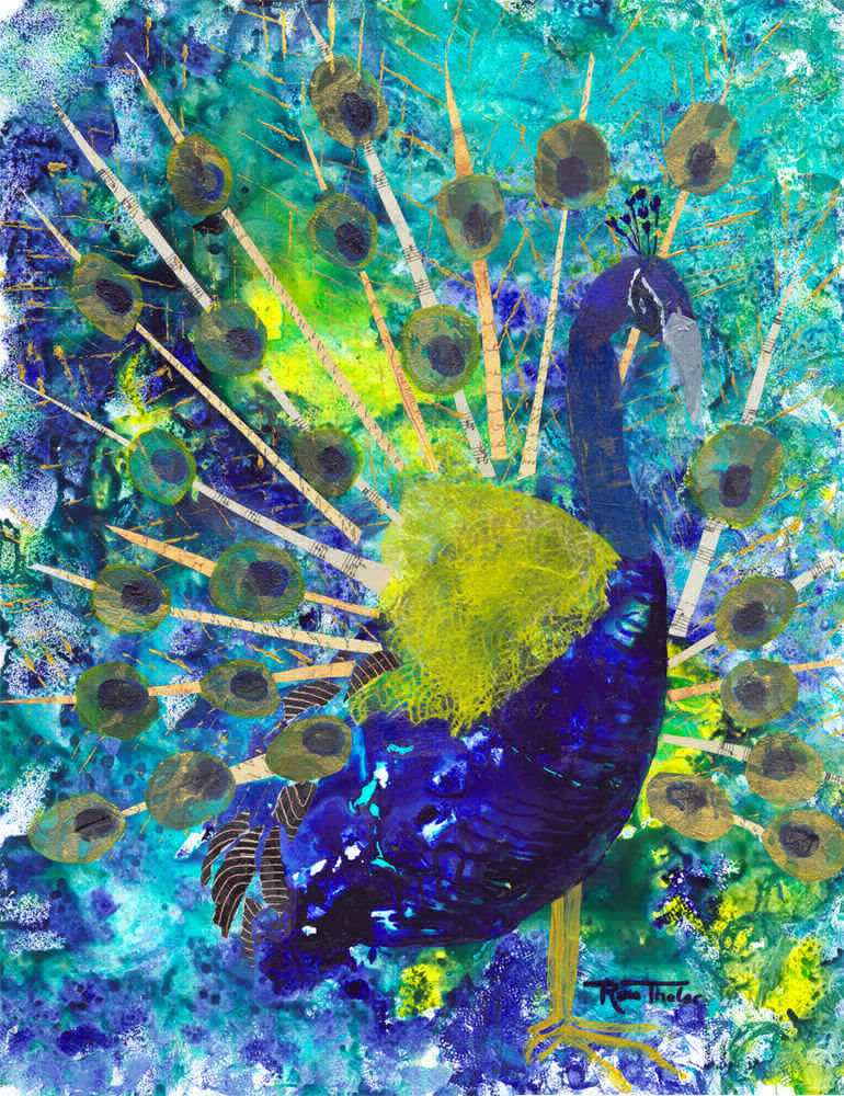 Peacock Mixed Media Painting