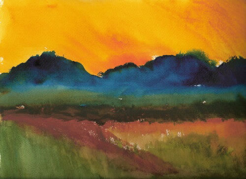 Yellow Sky - Watercolor Painting by Ocean City Artist Rina Thaler